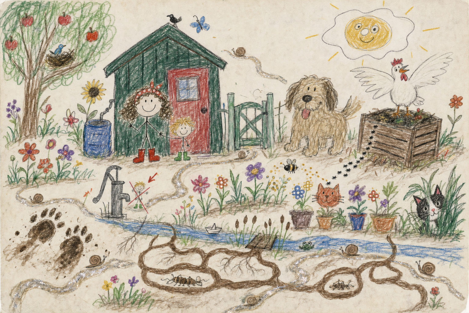 Kleurplaat_25_Krieltje_en_de_tuintekening2a de tekening zoals Krieltje en haar team hebben gemaakt