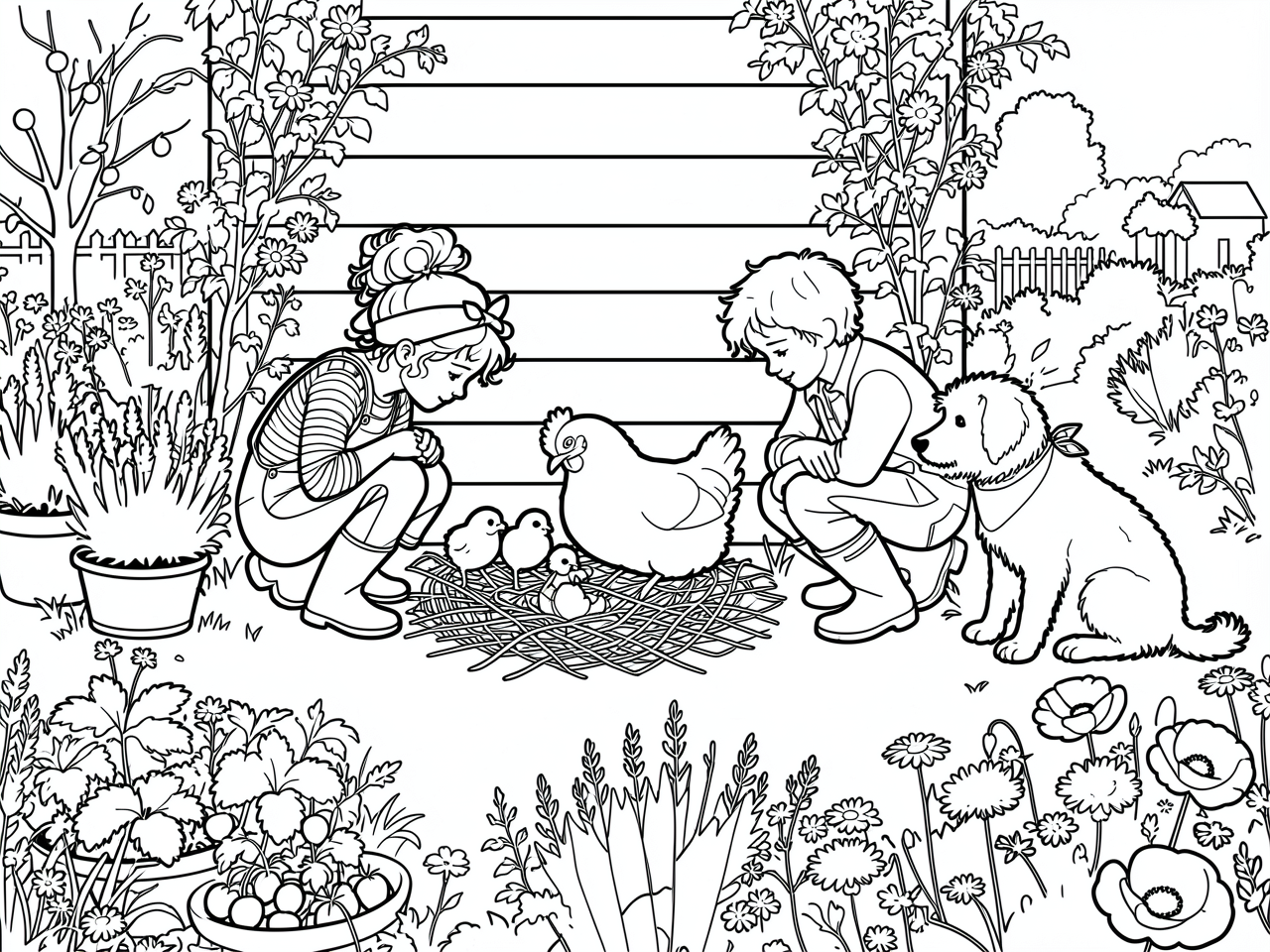 kleurplaat-63-Kipjes_nest-dl4-Een_broertje_voor_de_kuikens